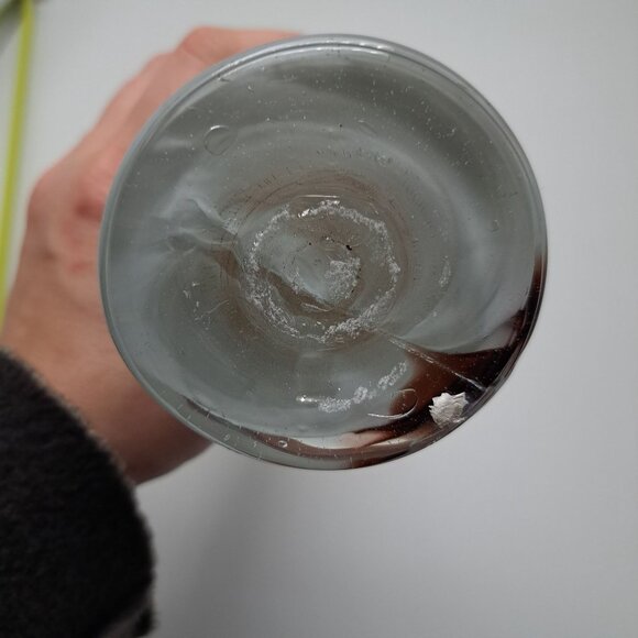 Hand Blown Murano Style Art Glass Vase Brown Swirl Design Mexico Vintage - Picture 6 of 11